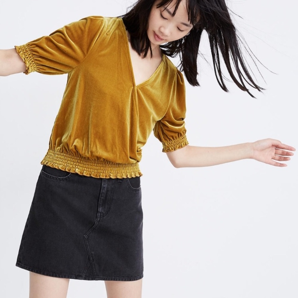 NWT Madewell smocked crossover top Small